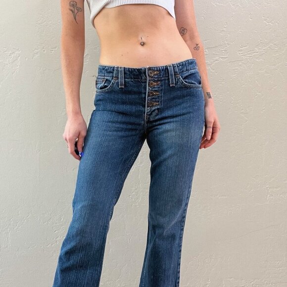 Authentic Y2K lei Low Rise Button Fly Bootcut Jeans - Picture 2 of 5